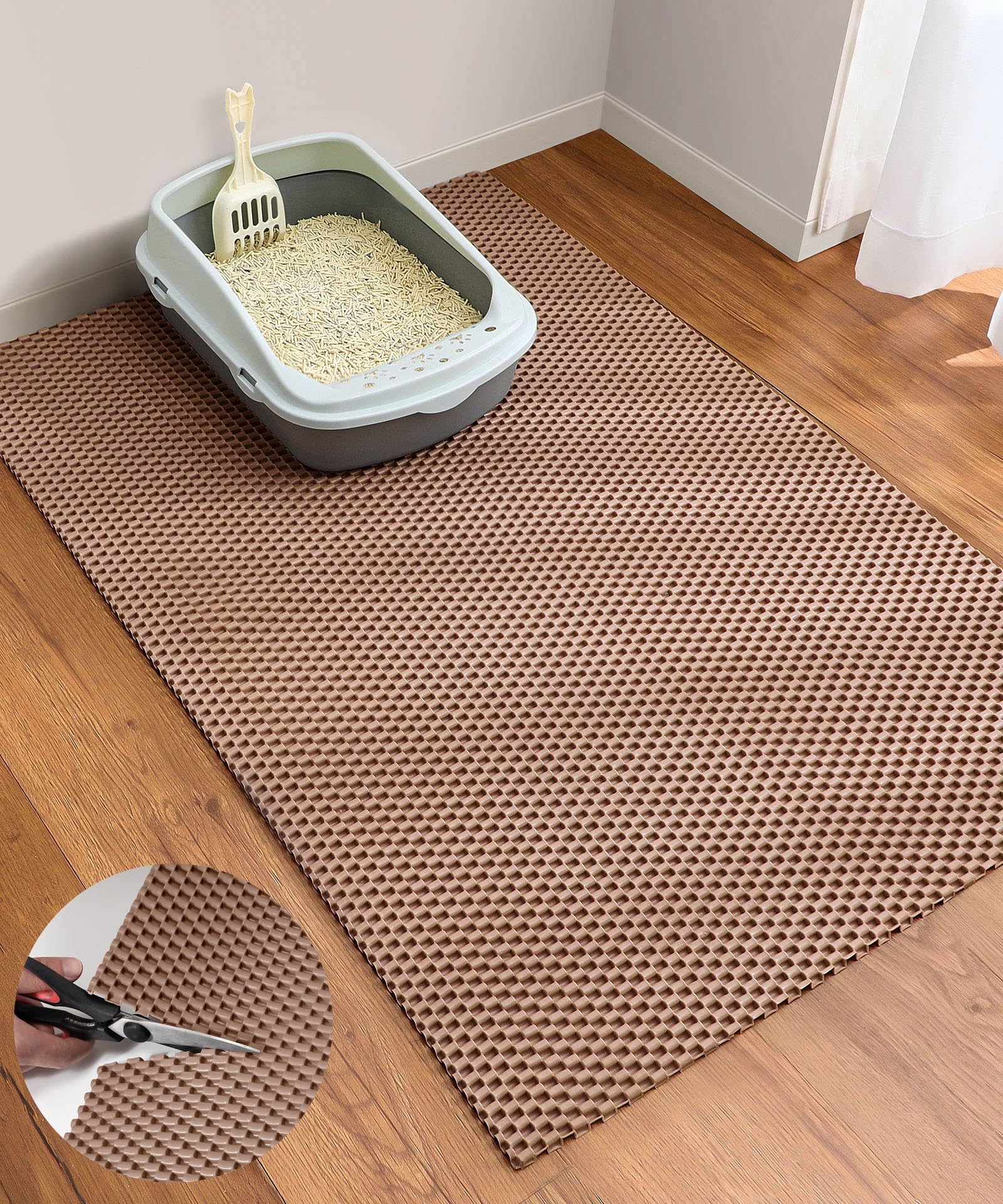 Cooyes cat litter mat large 35x23 cut-to-fit design reduces floor mess