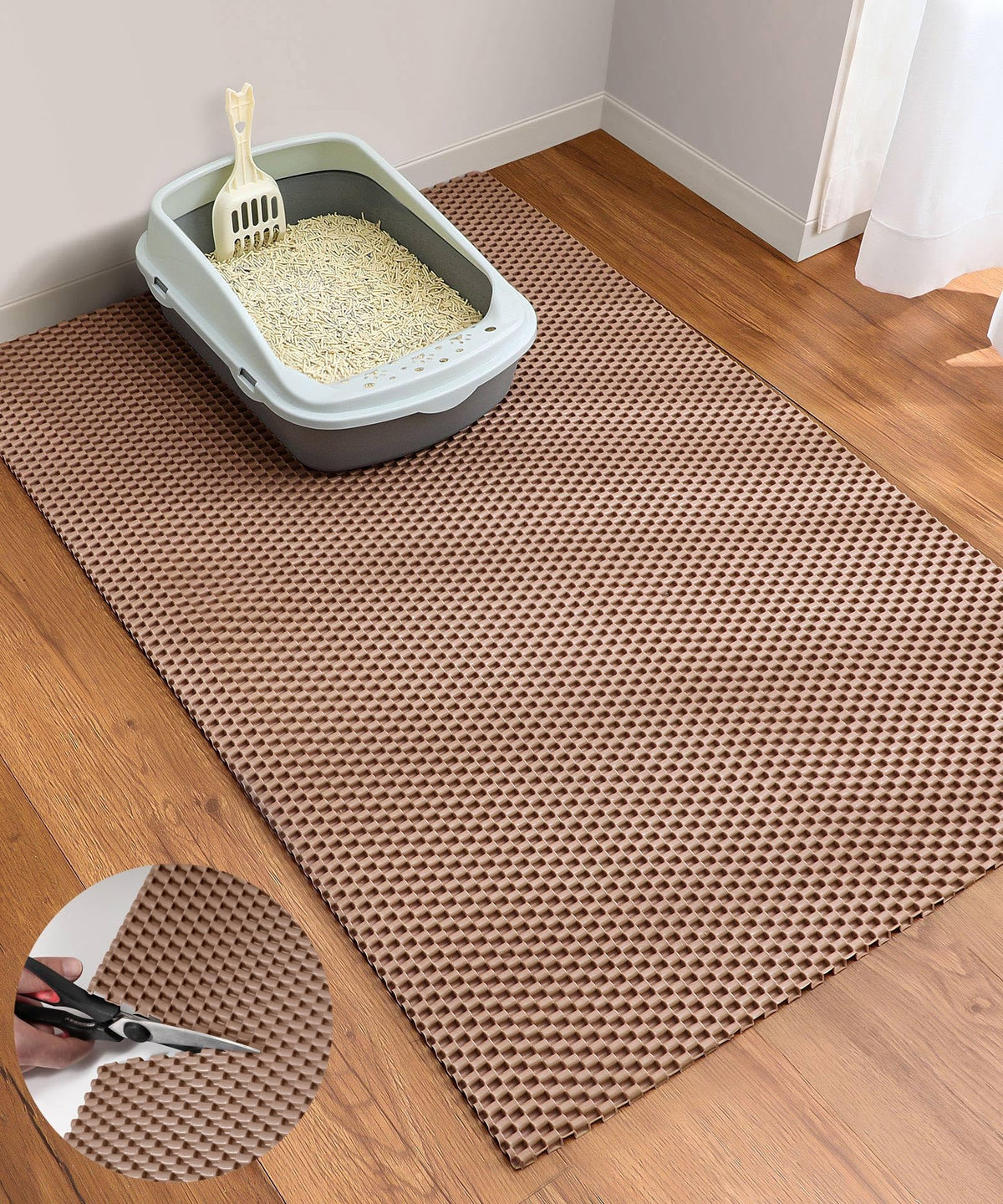 Cooyes cat litter mat large 35x23 cut-to-fit design reduces floor mess