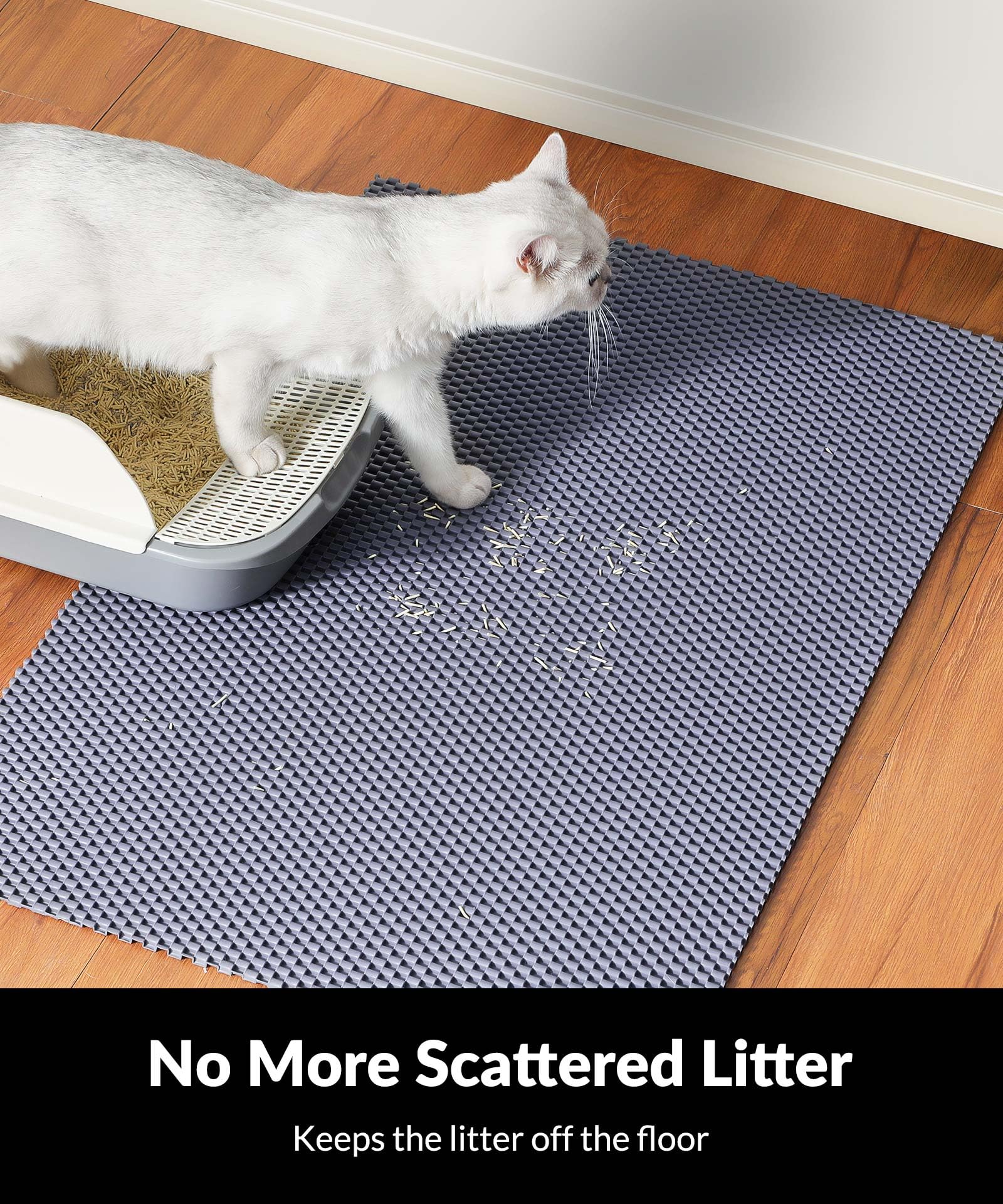 Cooyes litter mat is easy to clean, saving time after messy paws