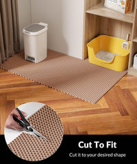Cooyes cat litter mat edge-cut fit demo for irregular spaces