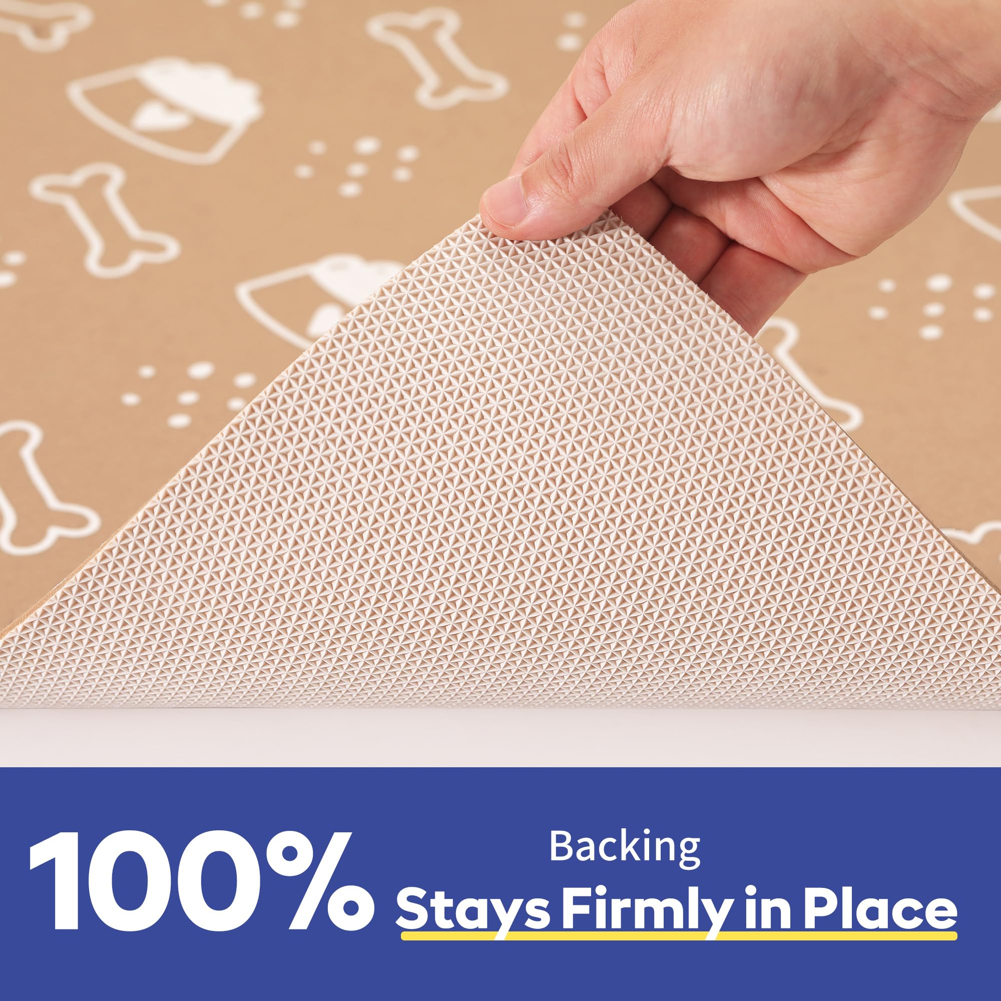 Cooyes dog-cat mat 16x24 non-slip back keeps bowls steady.