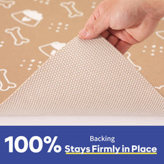 Cooyes dog-cat mat 16x24 non-slip back keeps bowls steady.
