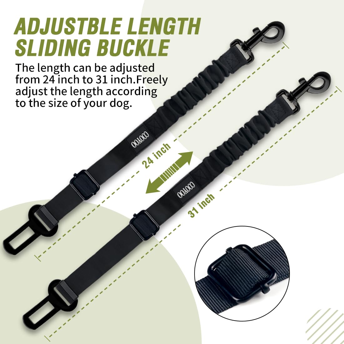 COOYOO adjustable-length-24to31in accommodates different dog sizes for relaxed positioning.