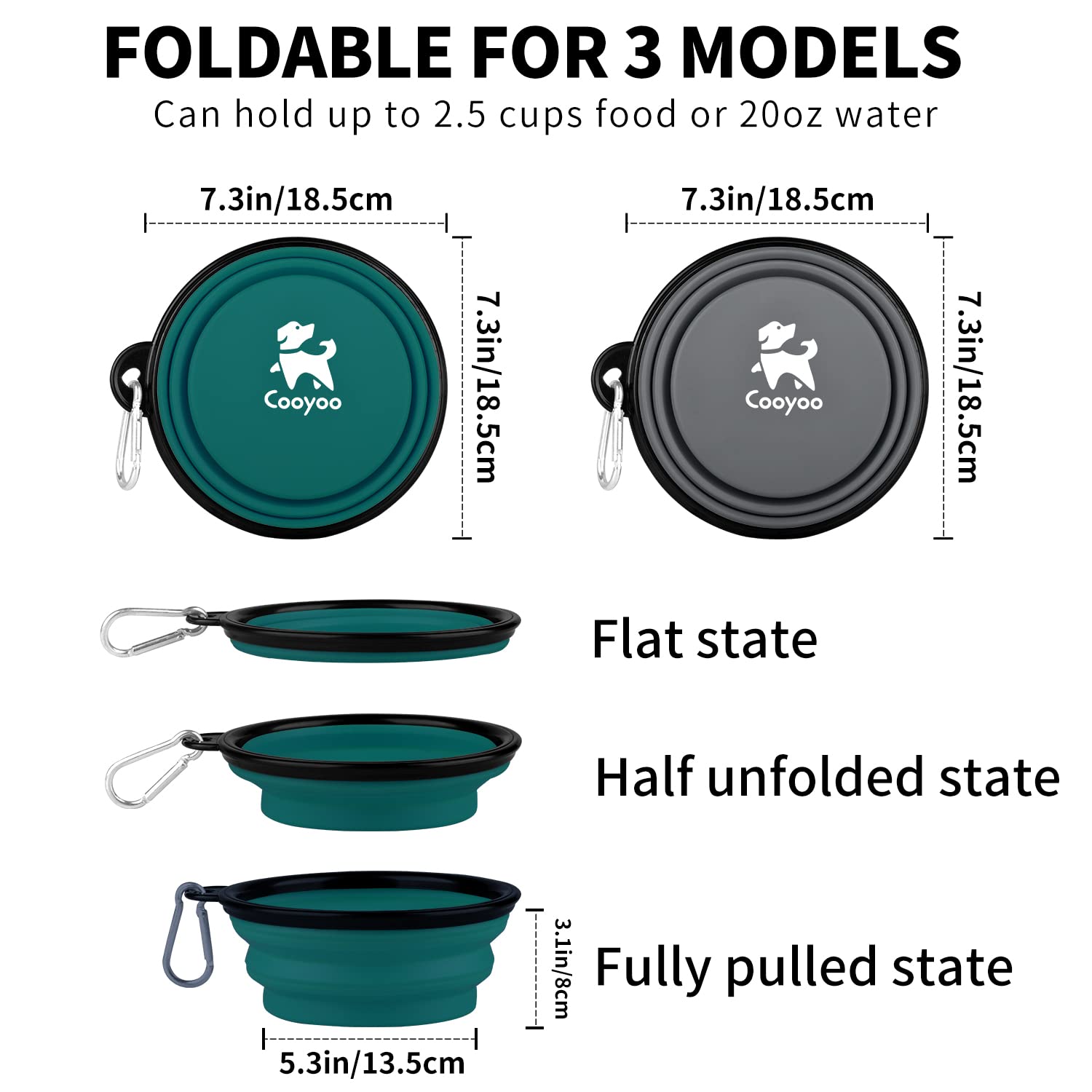 COOYOO collapsible dog bowl small size ideal for small dogs or cats