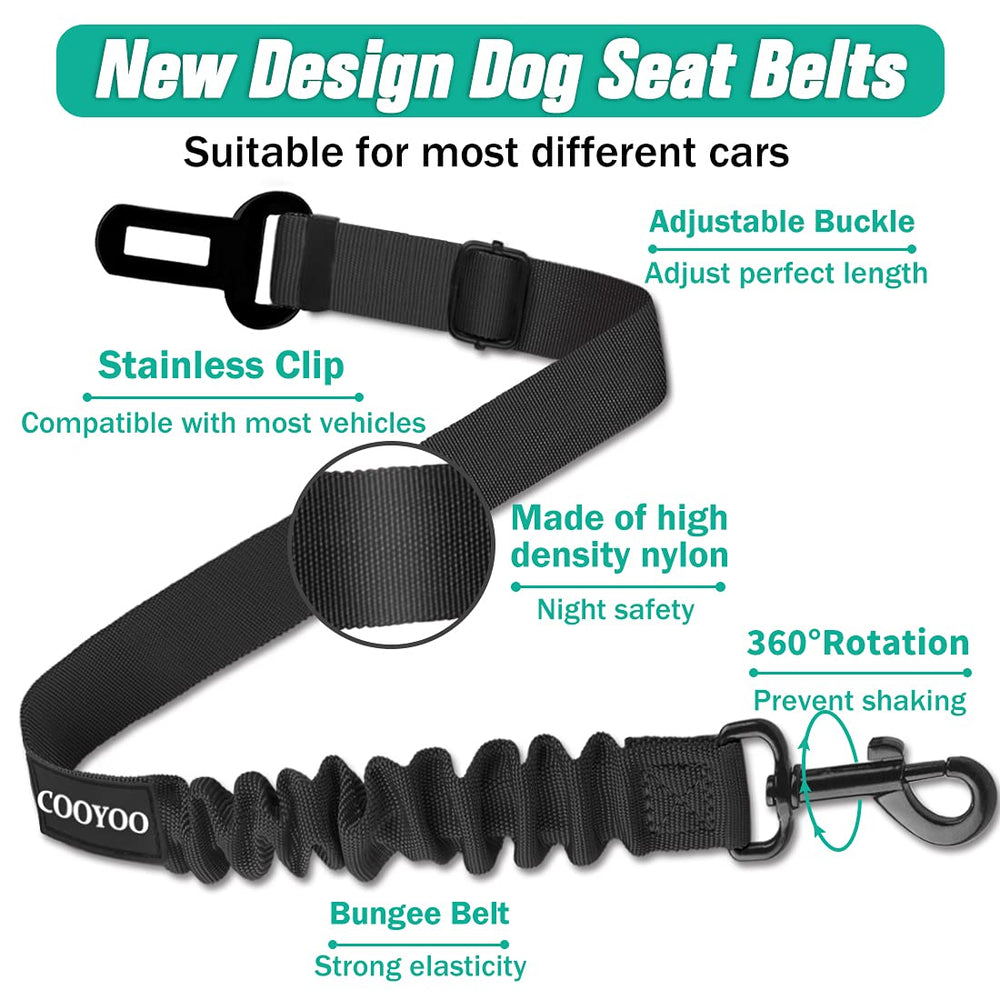 COOYOO dog seat belt adjustable length from 24 to 31 inches for flexible positioning.