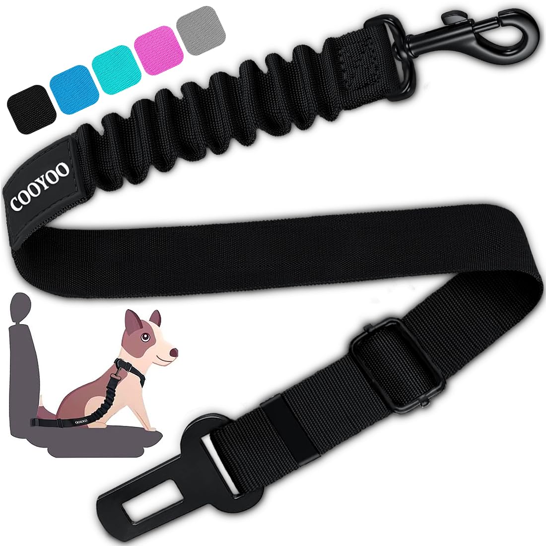 COOYOO dog seat belt clip locked to keep your pet secure on drives