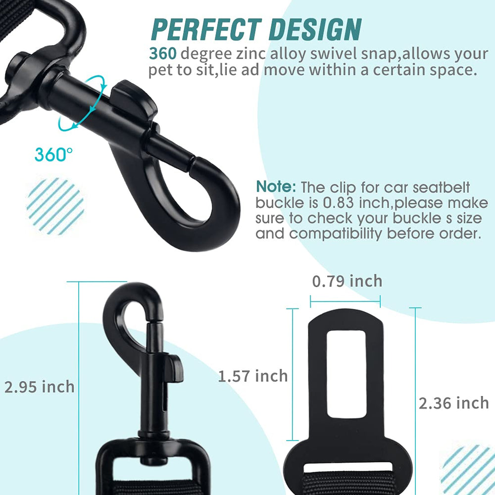 COOYOO dog seat belt easy installation clips in seconds for quick setup