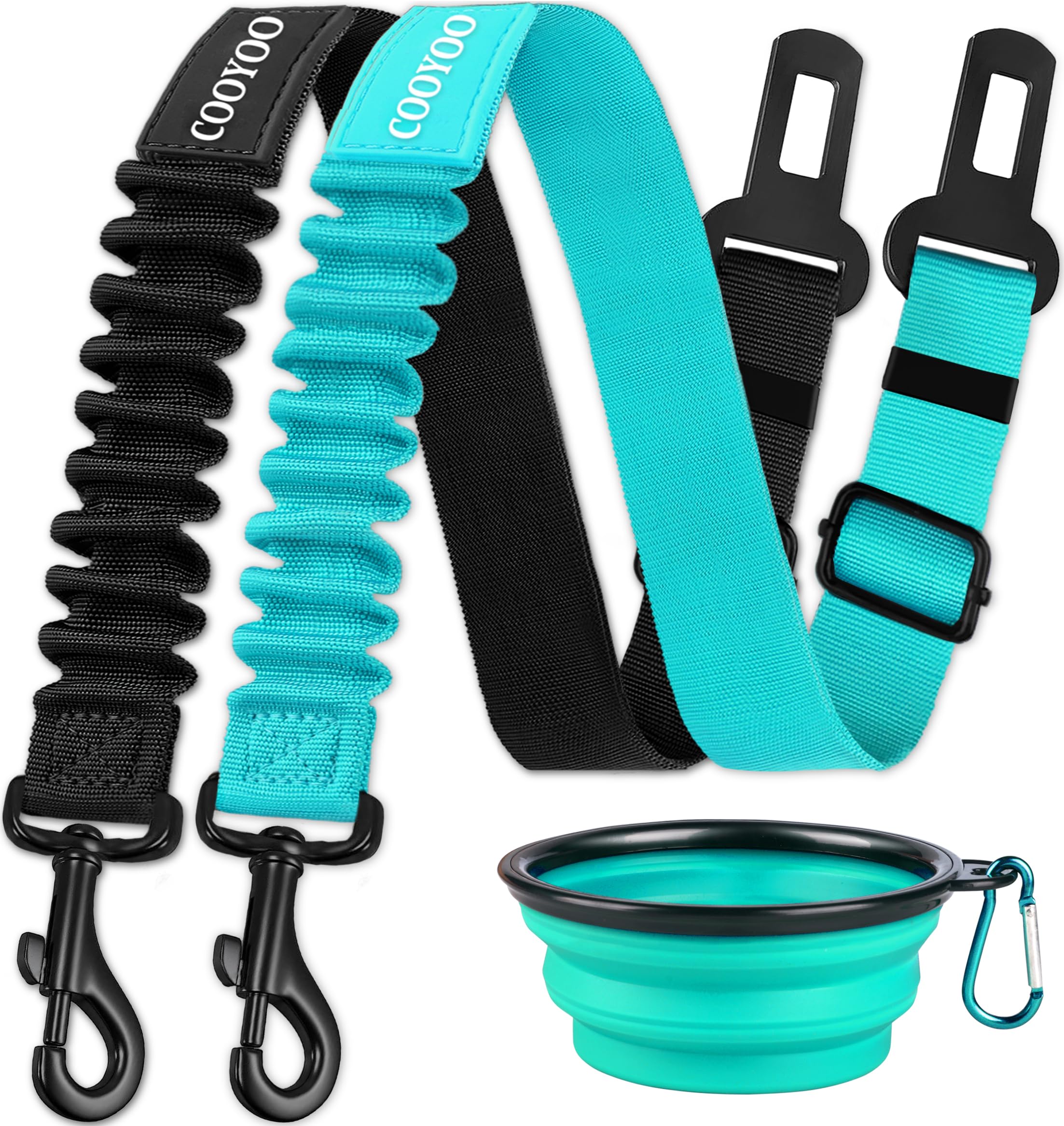 COOYOO dog seat belt retractable shows durable nylon and reinforced stitching for safe rides.