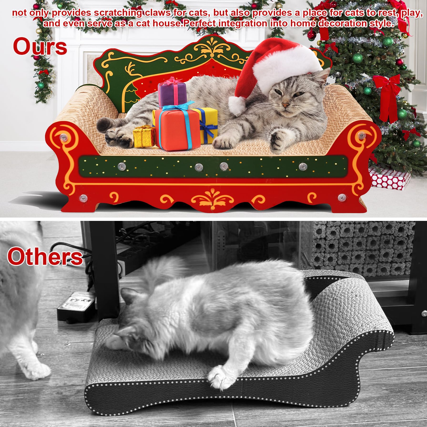 Coozment Scratching Sofa Christmas-pattern showcases festive design for cozy home decor.