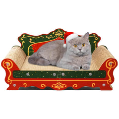 Coozment Scratching Sofa red front view for multi-cat lounging and protection of furniture.