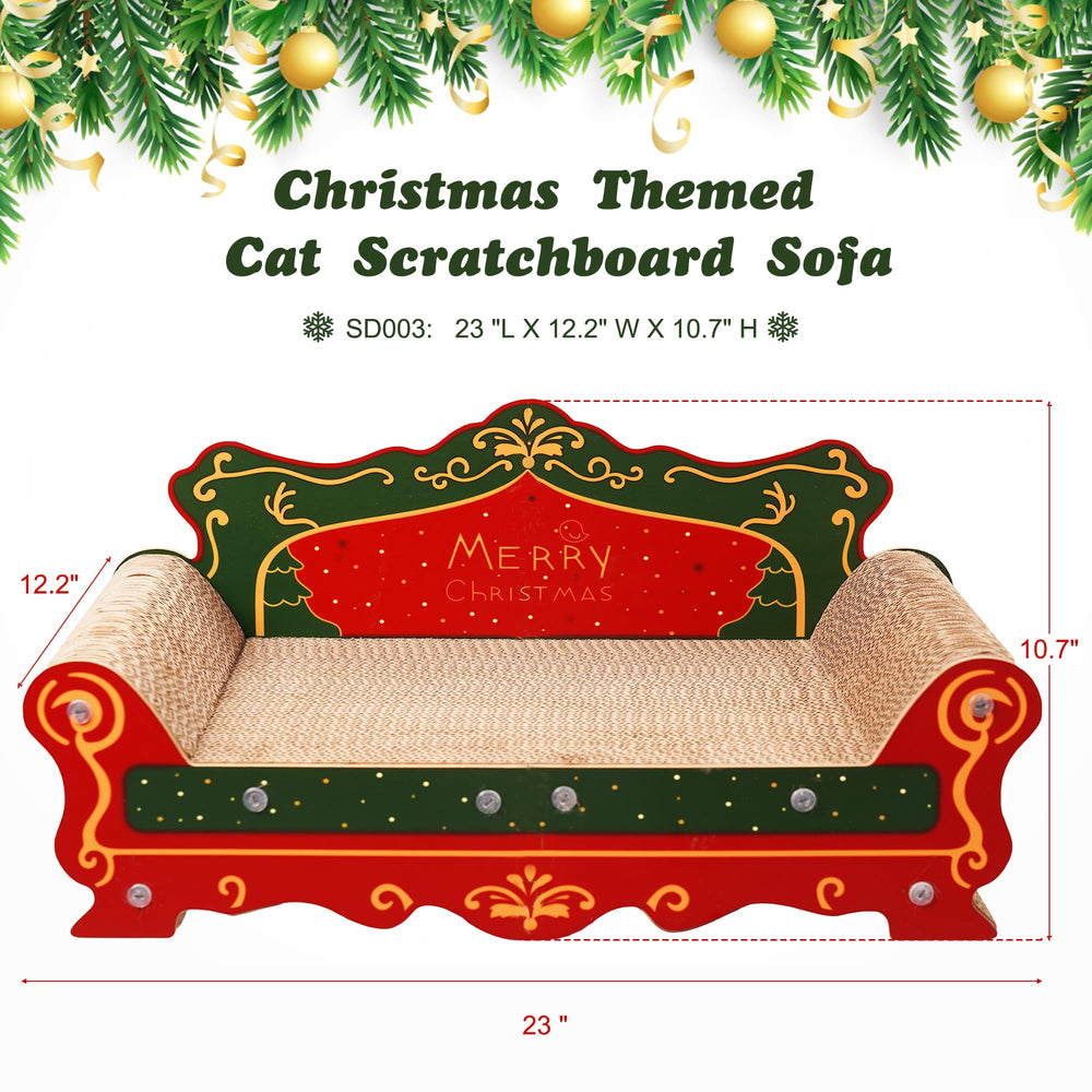 Coozment Scratching Sofa red side view highlights sturdy structure and play space.