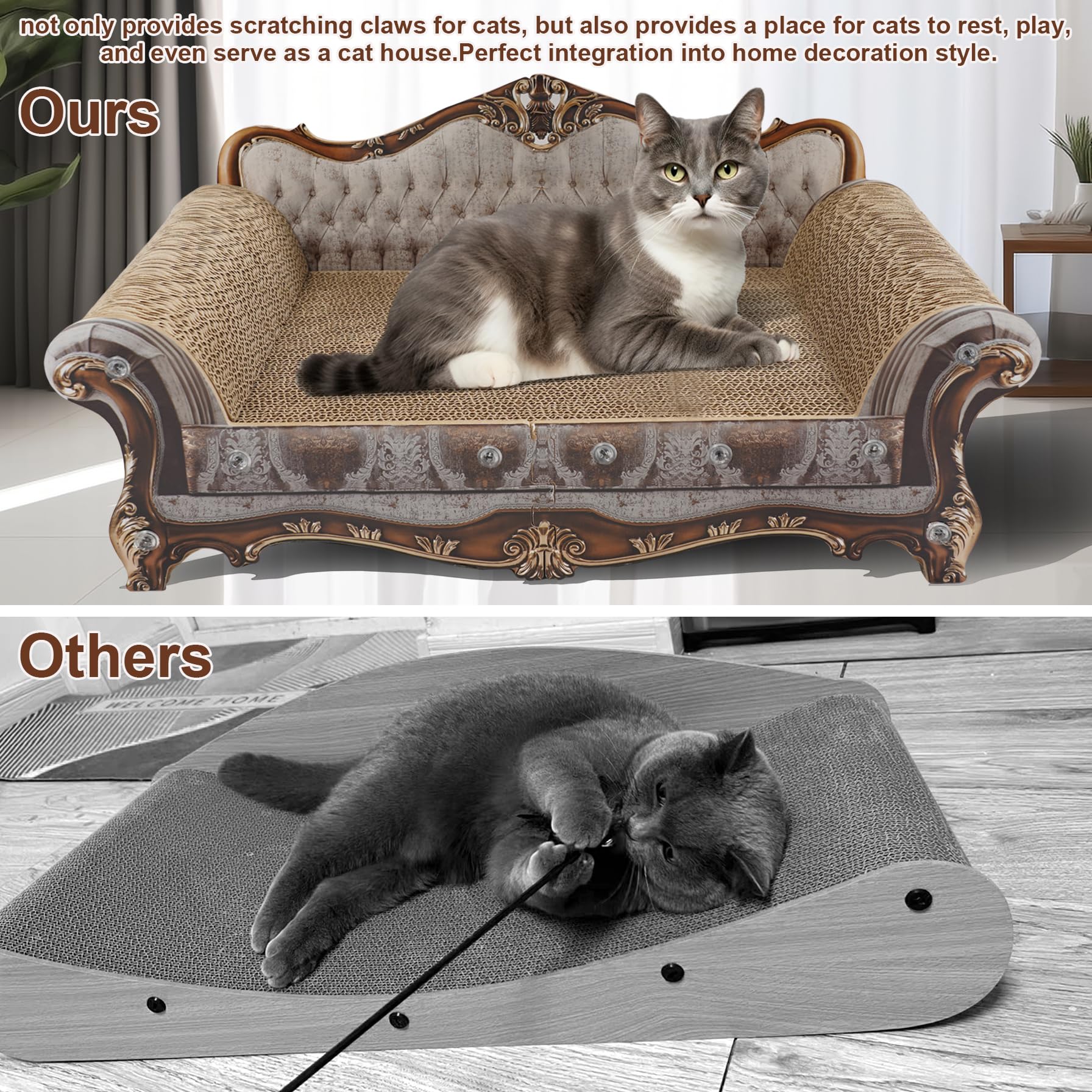COOZMENT sofa scratching couch catnip pouch photo shows added organic catnip for relaxed play.