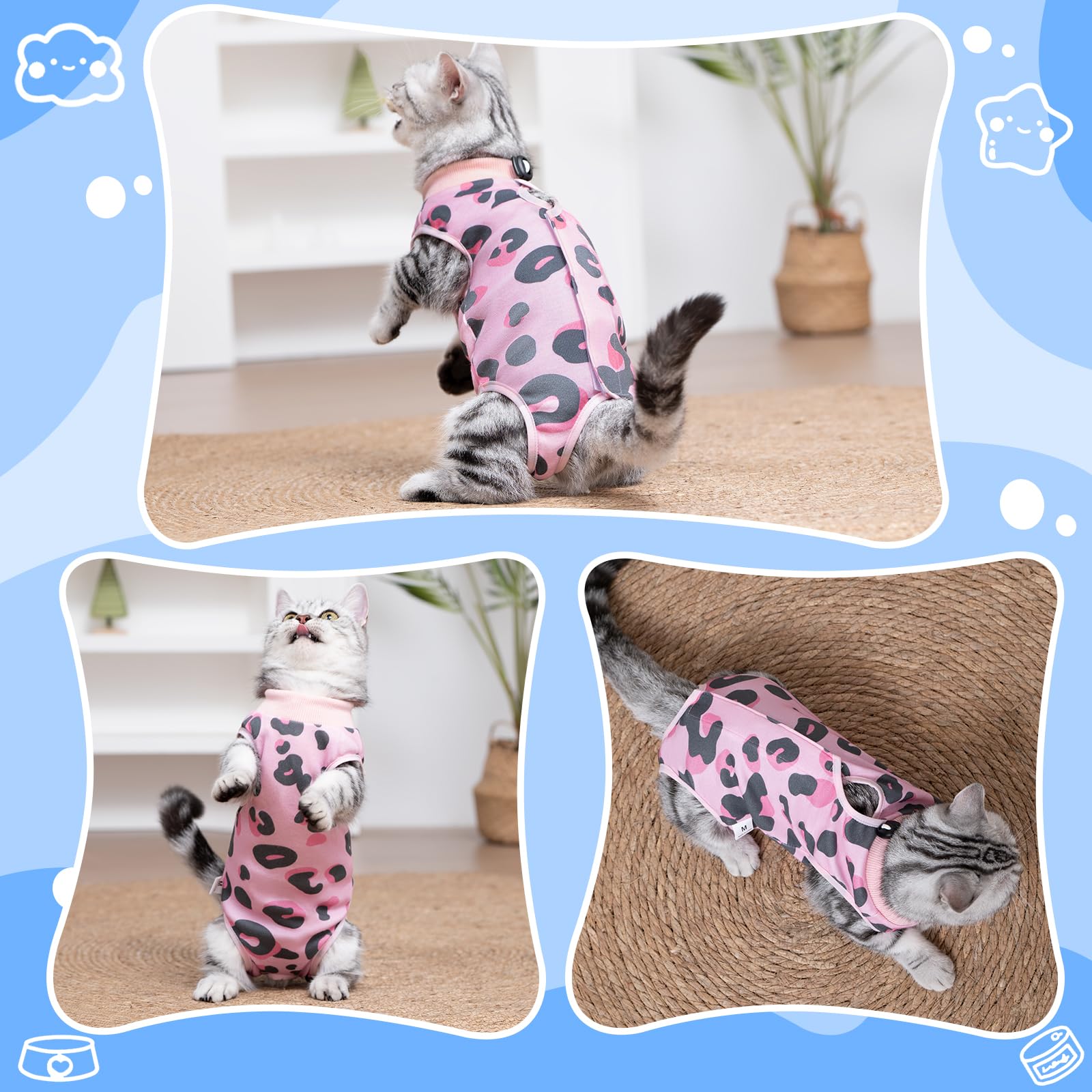 Coppthinktu cat recovery suit adjustable neck with elastic band