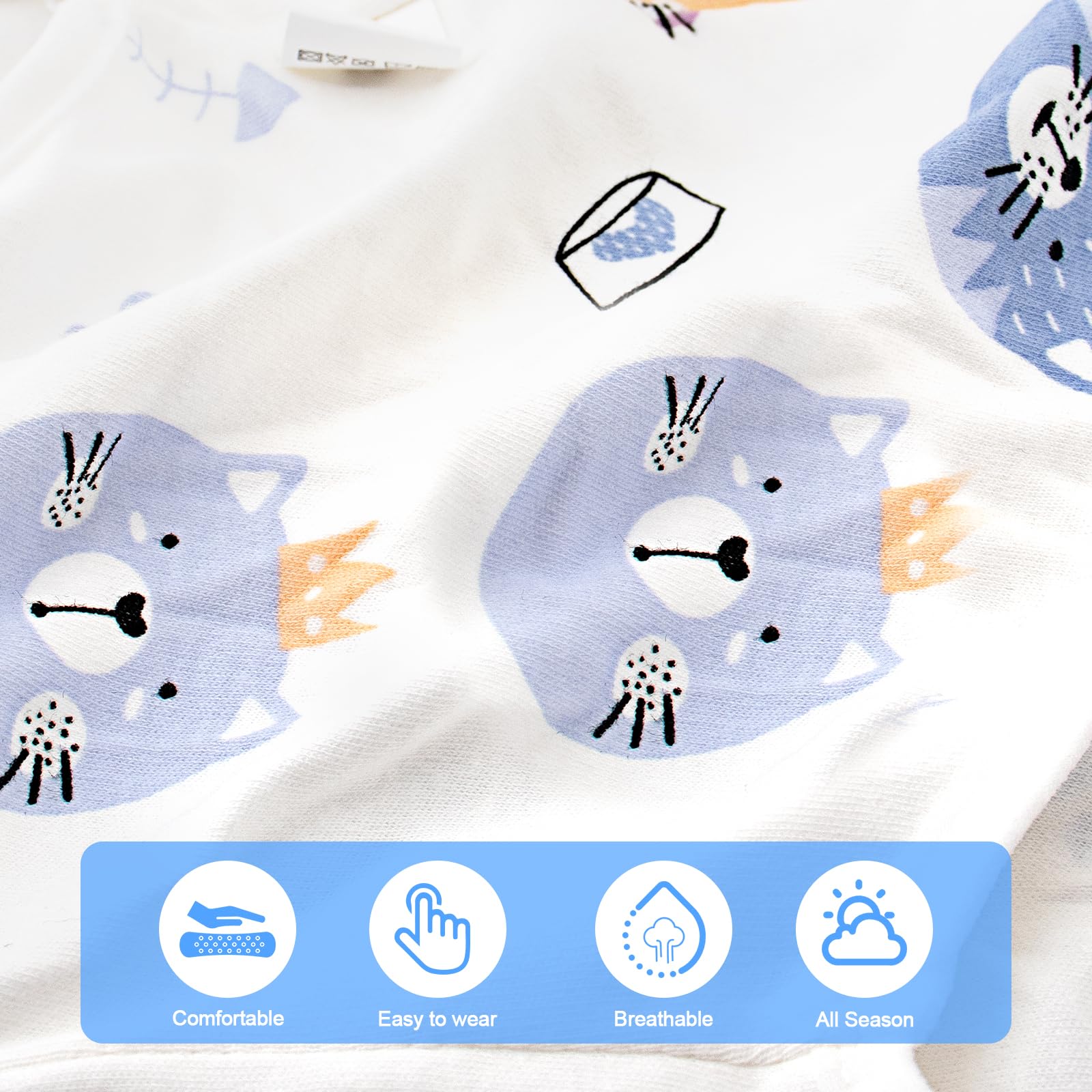 Coppthinktu cat recovery suit comes in pink alpaca, blue cat, green elephant patterns.