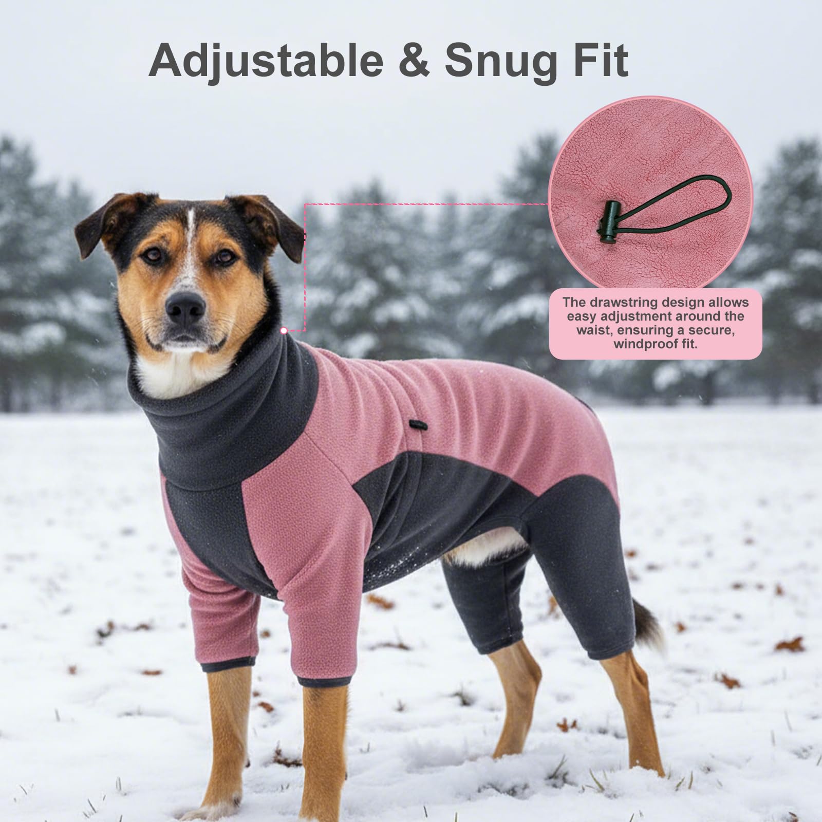 Coppthinktu dog winter coat adjustable neck and waist drawstrings