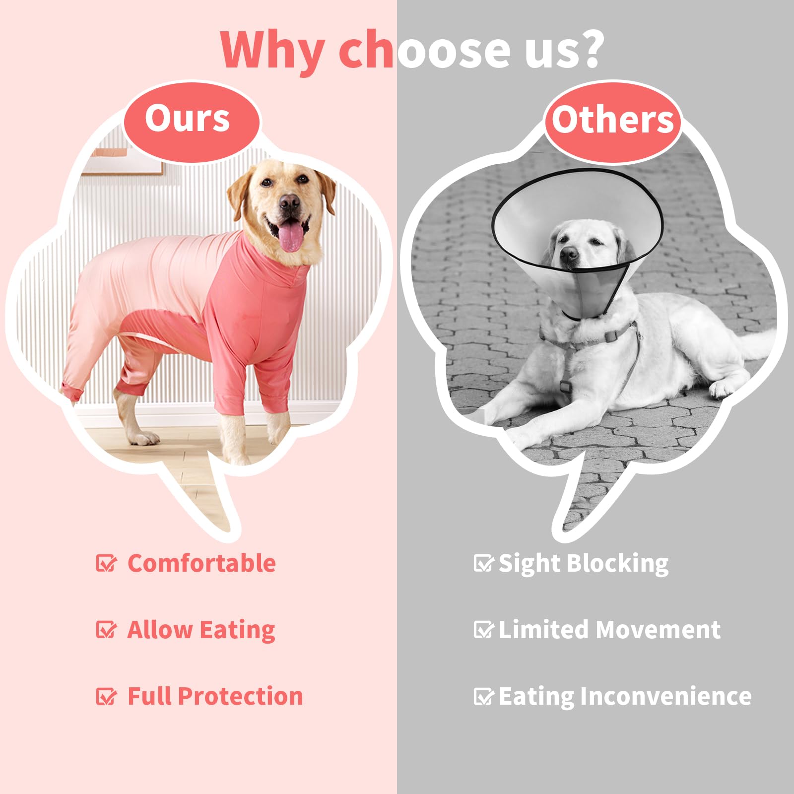 Coppthinktu Recovery Suit for dogs, anti-lick design, supports wound protection