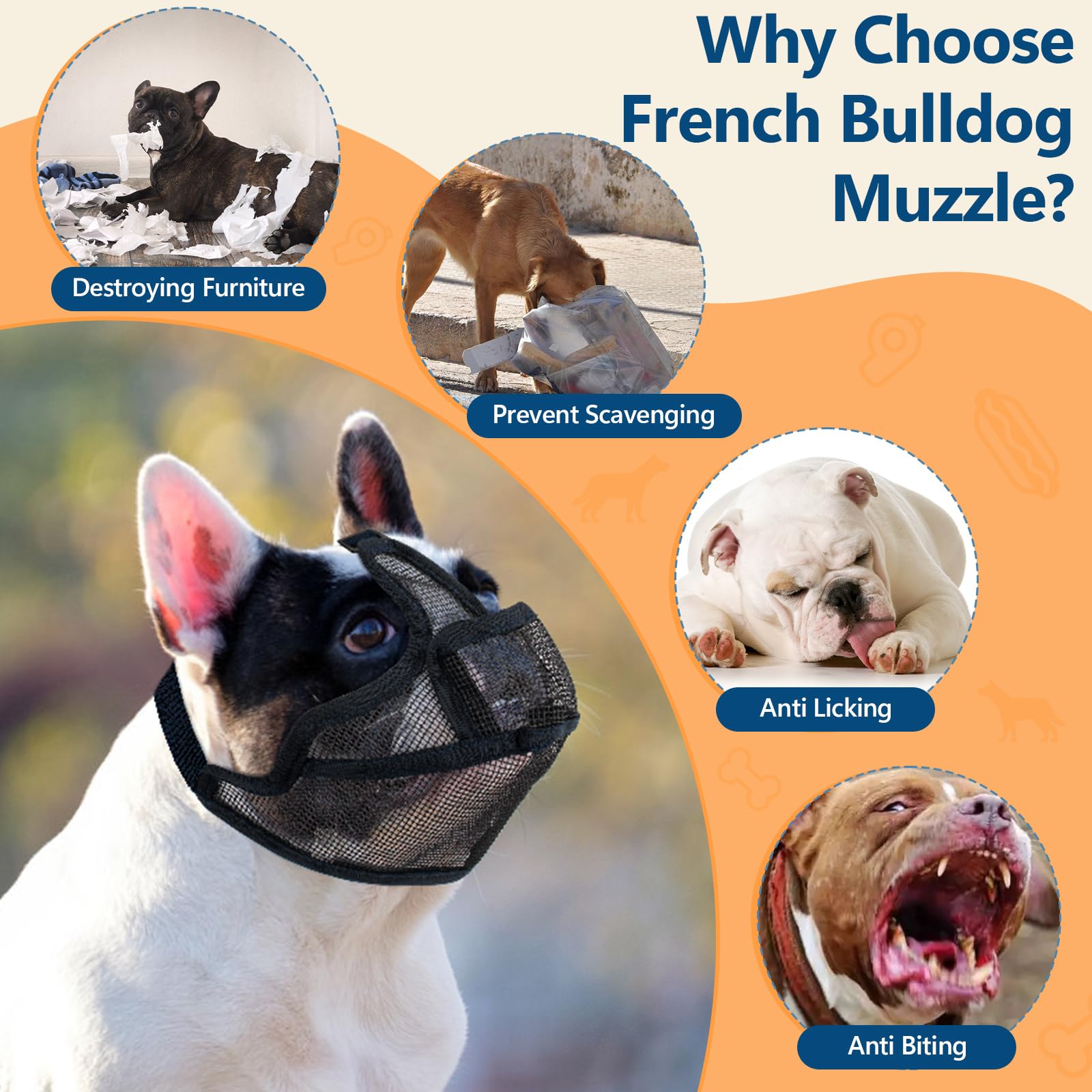 Coppthinktu short snout muzzle adjustable elastic strap for secure fit
