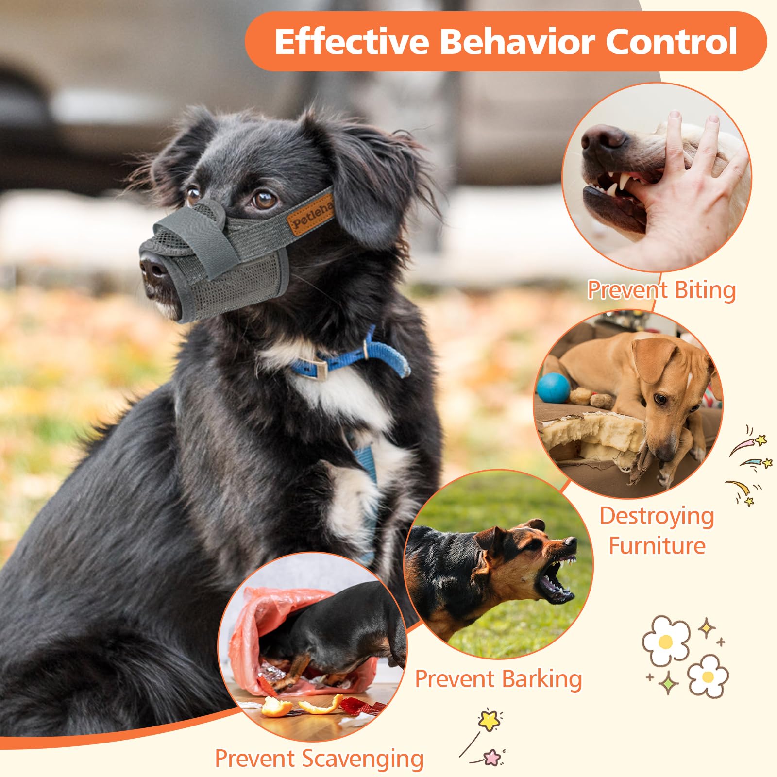 Coppthinktu breathable mesh muzzle during vet visits helps calm and support manageable handling