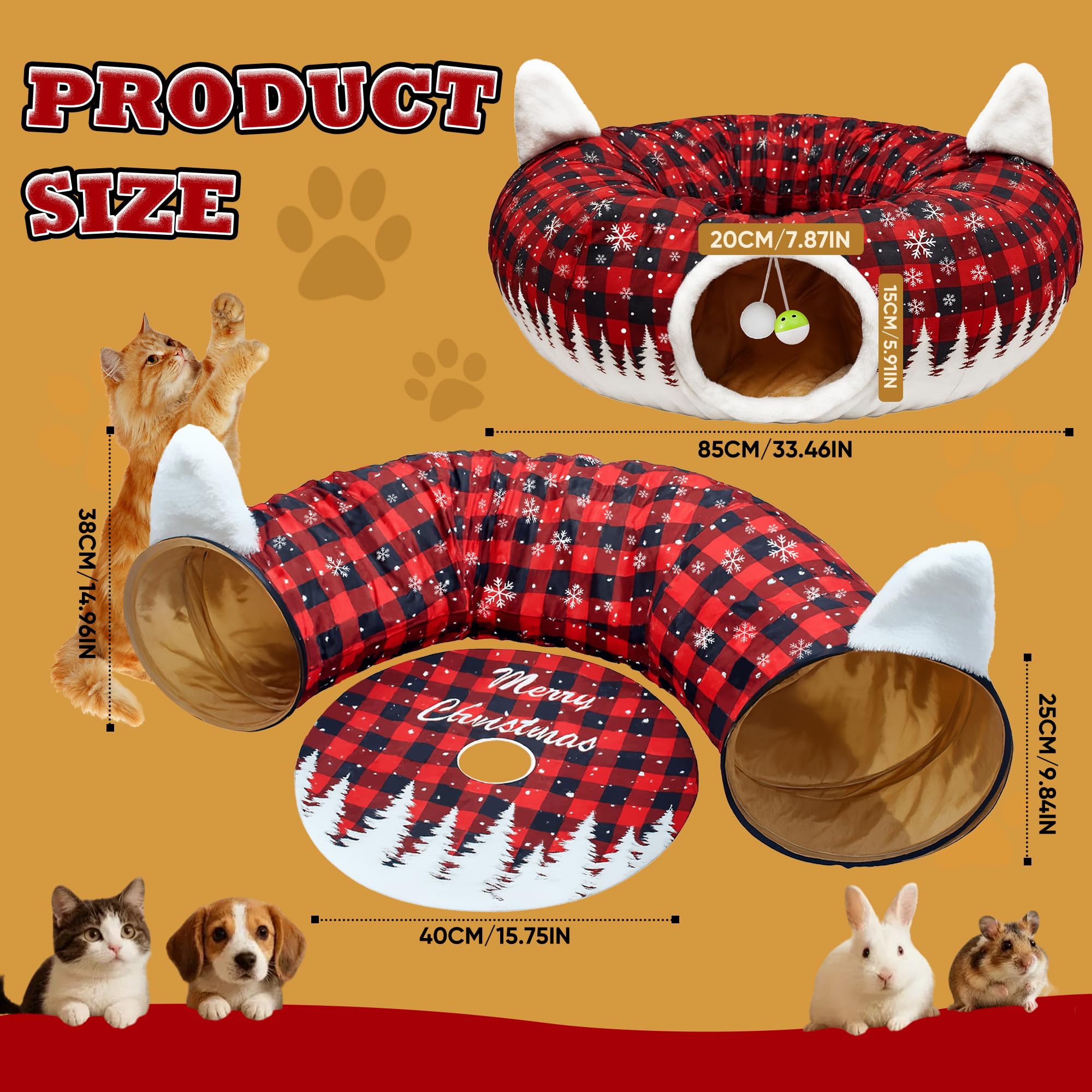 CORALMEE buffalo plaid cat cave donut offers cozy hiding and napping.
