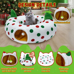 CORALMEE cat tunnel with ears crinkle sounds enhances interactive exploration for cats.