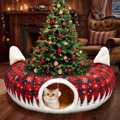 CORALMEE cat tunnel under-tree offers a cozy hideaway with festive charm.