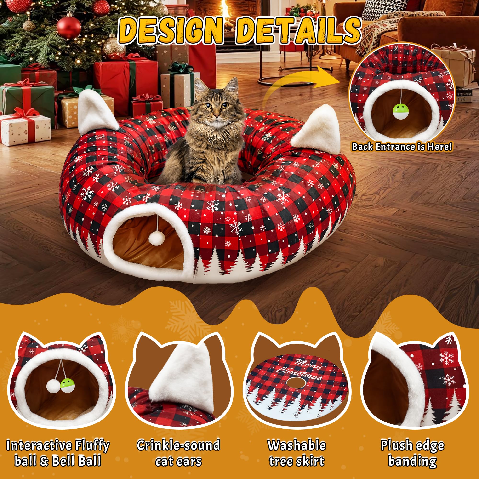 CORALMEE cat tunnel with hanging ball for interactive play.