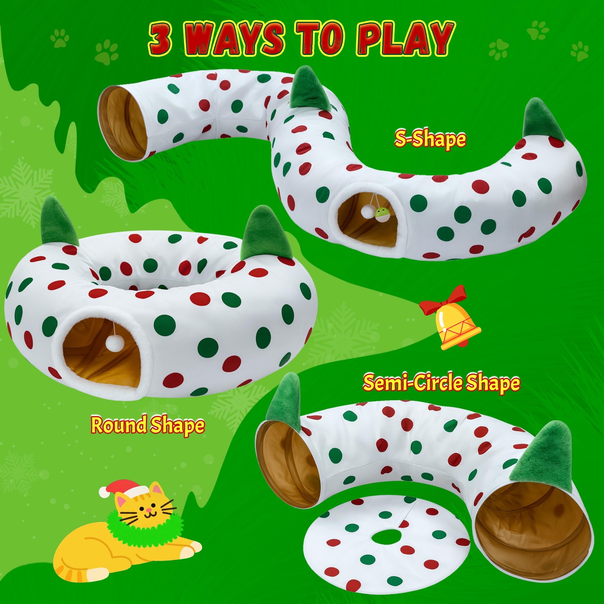 CORALMEE cat tunnel with hanging ball attracts play and stimulates activity.