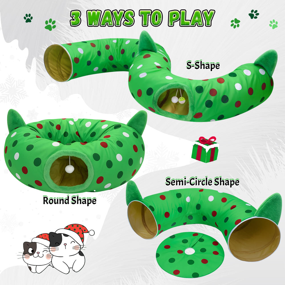 CORALMEE cat tunnel hanging-ball highlights interactive play for indoor cats.