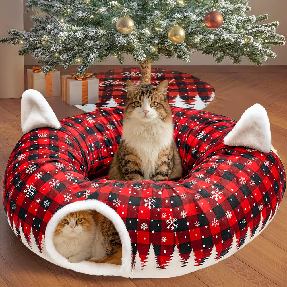CORALMEE easy-assembly cat tunnel folds flat for storage after holidays.