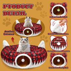 CORALMEE foldable kitty tunnel adds festive decor for indoor cats.