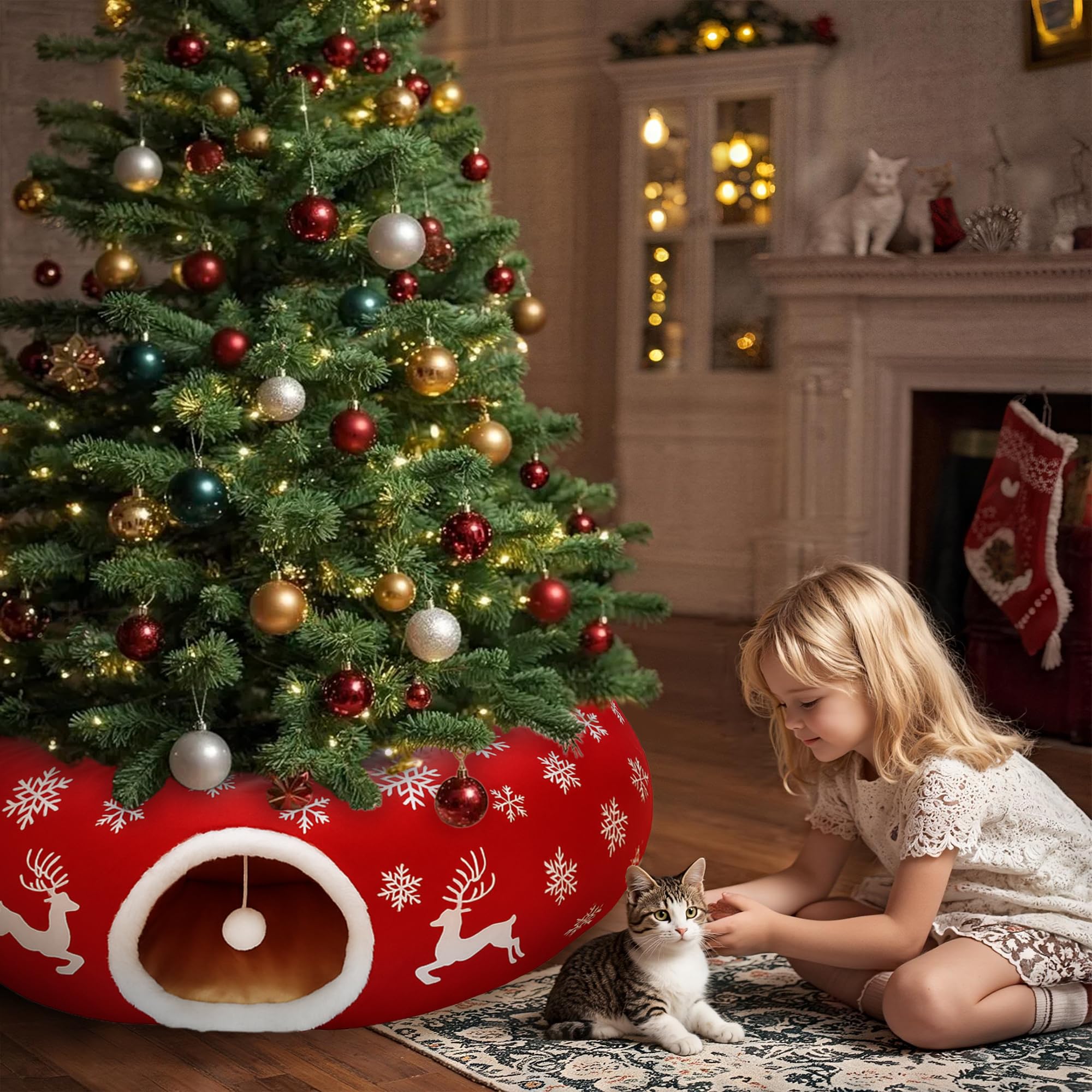 CORALMEE spacious-33-inch-donut-interior gives ample room for kittens and small pets.