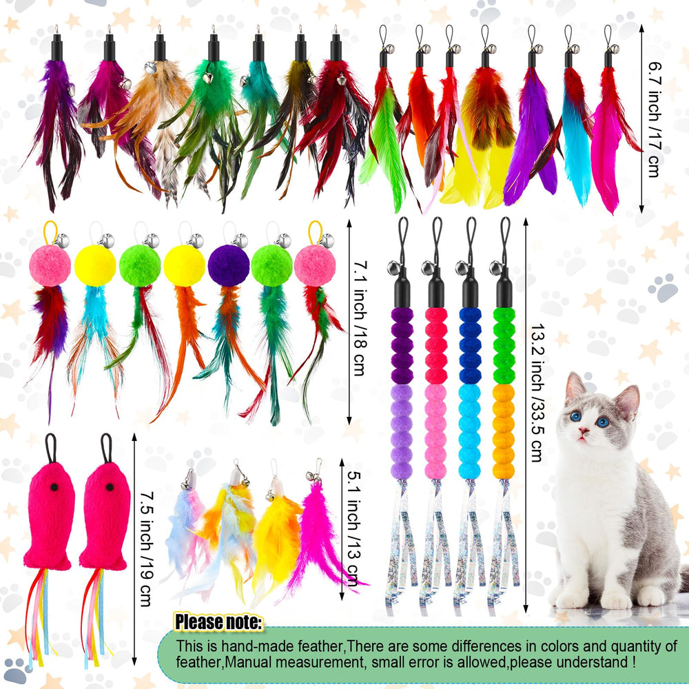 Cosblank cat wand-attachment feathers for easy refills and interactive play.