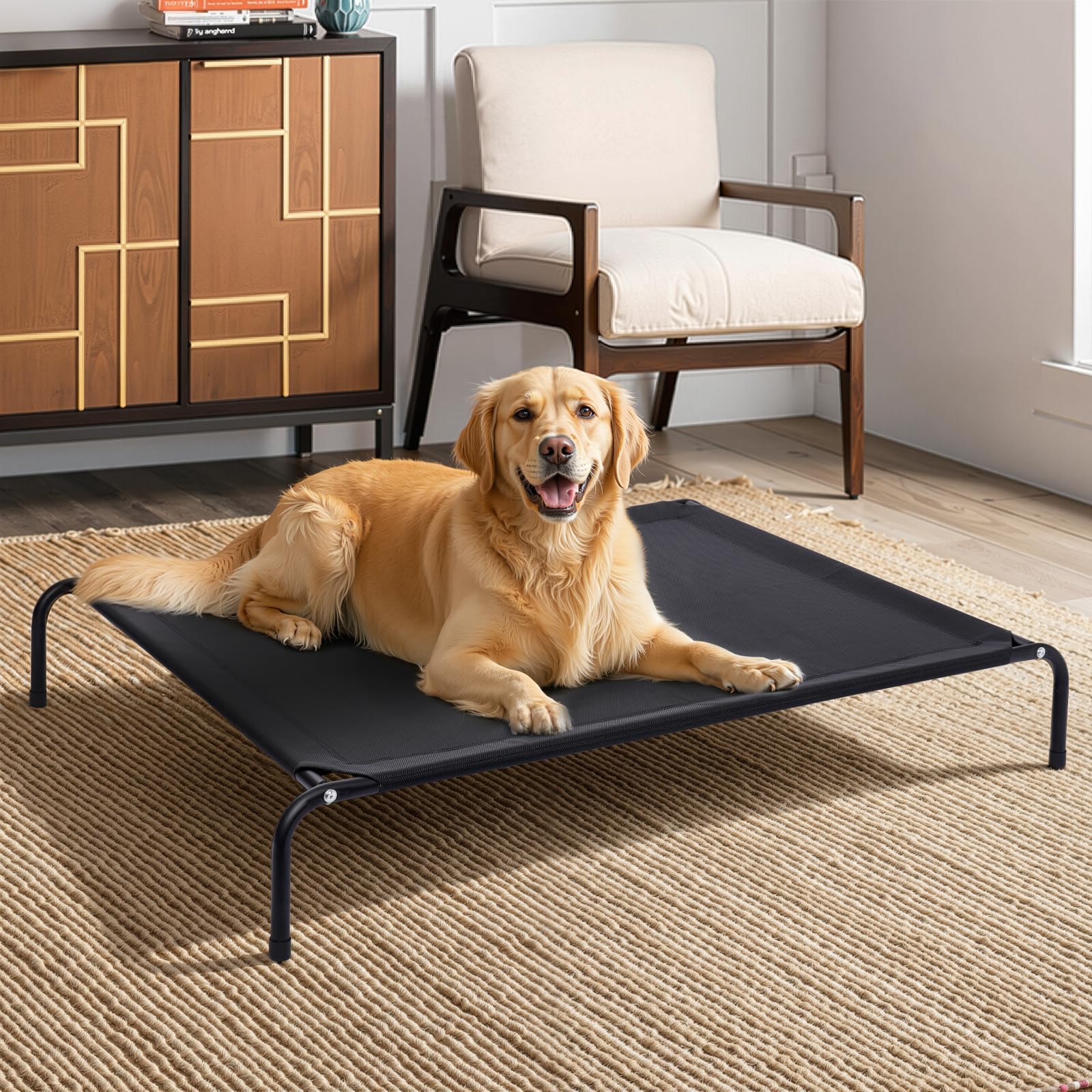 Cosita elevated dog bed outdoors shows off-ground design for cooler, dry comfort