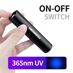Cosmoing UV flashlight 365nm aluminum body close-up underscores rugged durable build