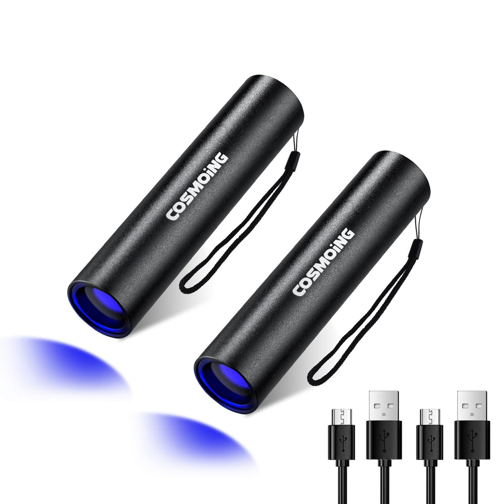 Cosmoing UV flashlight 365nm front view shows compact design for discreet inspection
