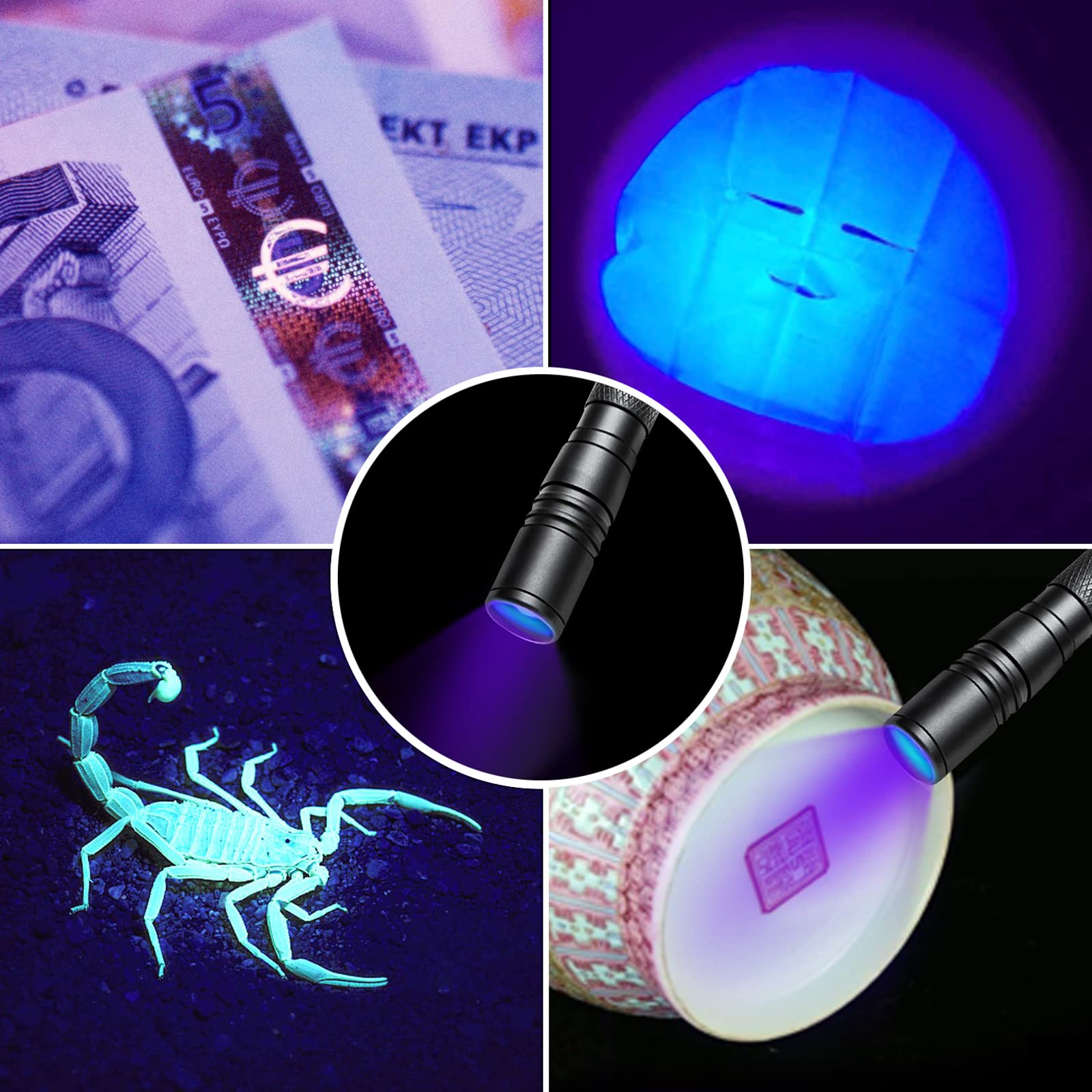 COSMOING UV flashlight IP54 waterproof design suitable for indoor and outdoor use.