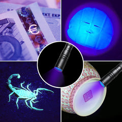 COSMOING UV flashlight IP54 waterproof design suitable for indoor and outdoor use.