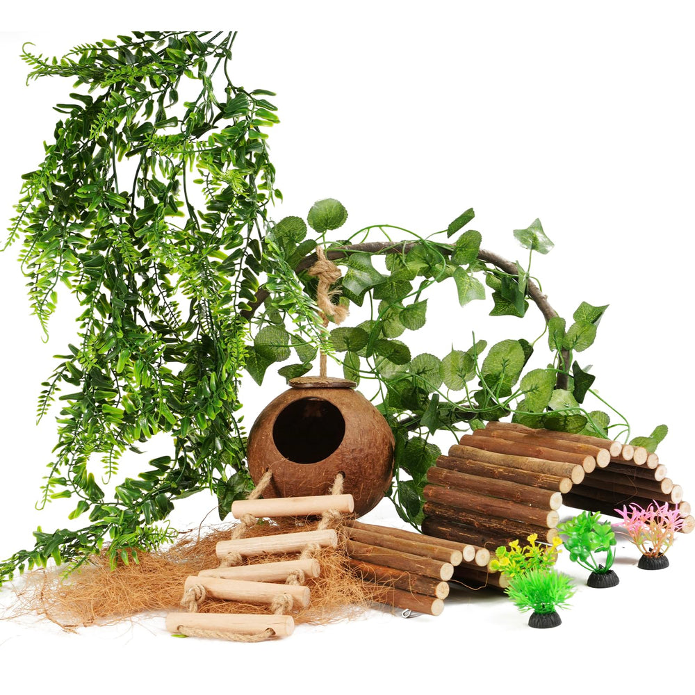 COSOC crested gecko coconut hut offers a cozy hideaway for privacy.