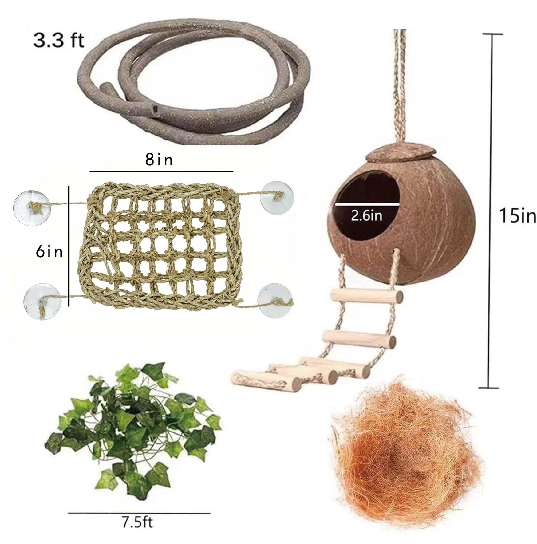 COSOC hanging plant adds greenery and enrichment for climbing and hiding.