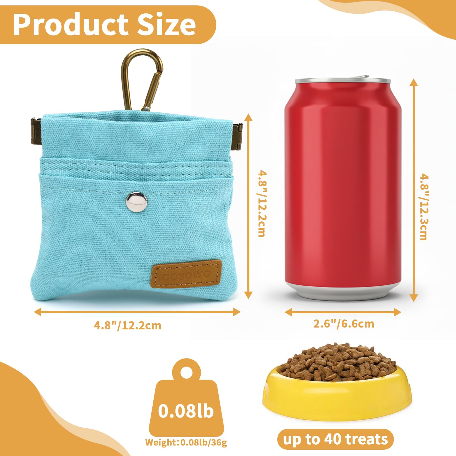 COSOWO dog treat pouch features auto-seal design to keep treats fresh during training.
