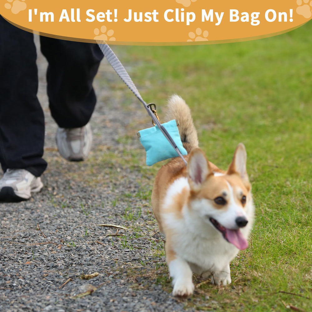 COSOWO treat pouch clip-on design attaches to leash or belt for hands-free use.