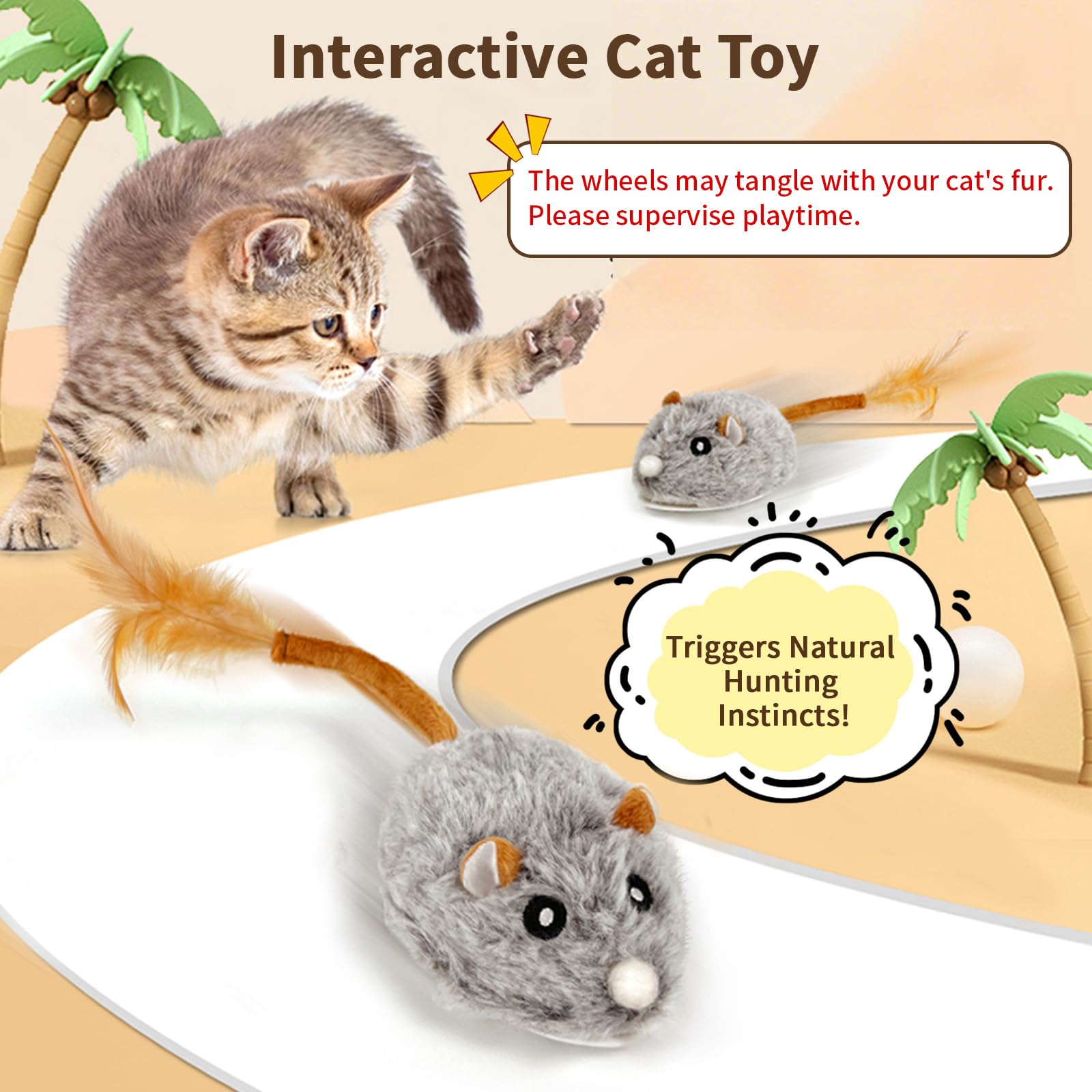 COSOWO feather-tail motion mouse toy features a lively tail that darts and flutters