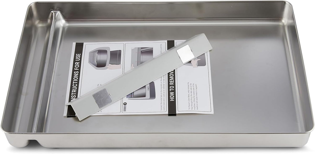 Cosparx stainless steel litter tray front view—durable, easy-to-clean, odor-resistant.