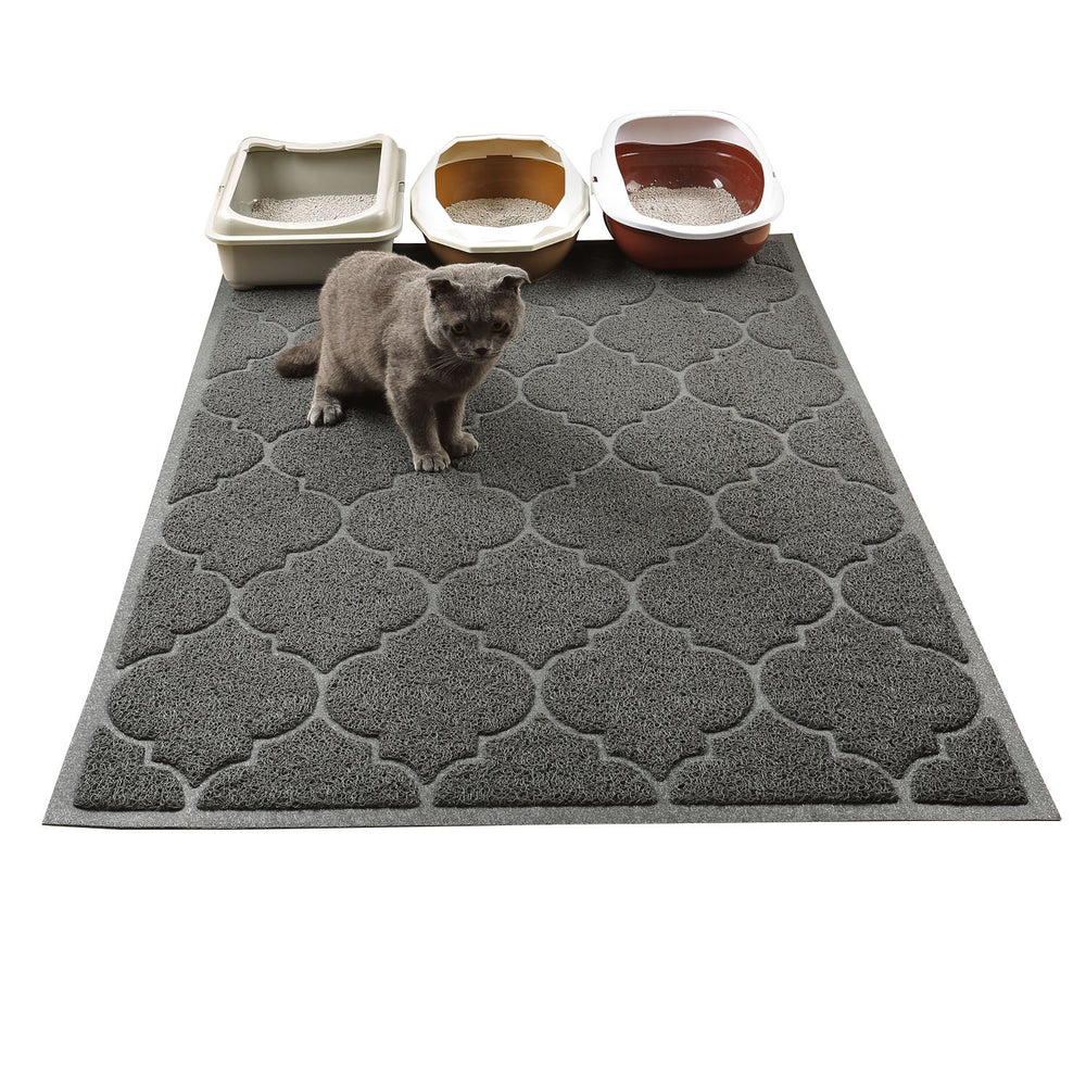 Cosyearn LittleTiger Litter Mat XL front view captures expansive mat area that traps litter