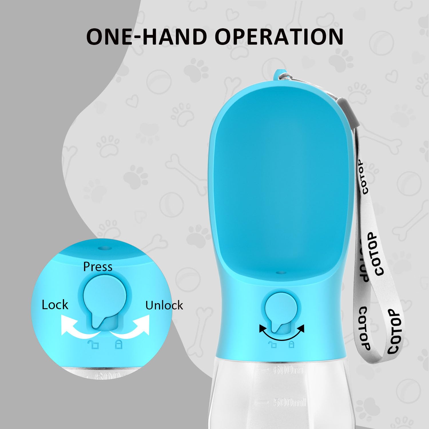 COTOP bottle with carabiner clip enables hands-free carry on hikes.