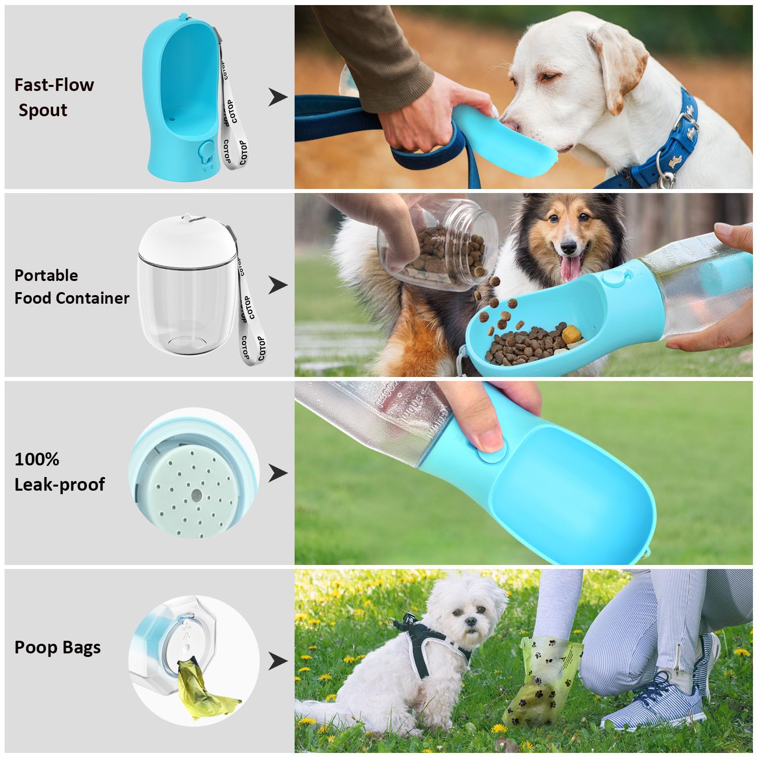 COTOP leak-proof design with silicone seal keeps drinks secure during outdoor walks.