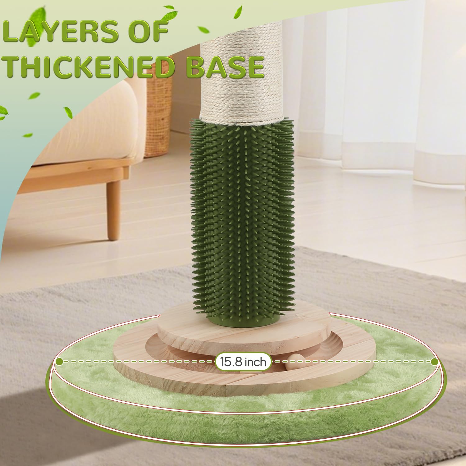 COUNER vibrant green post with decorative flower accents for home décor.