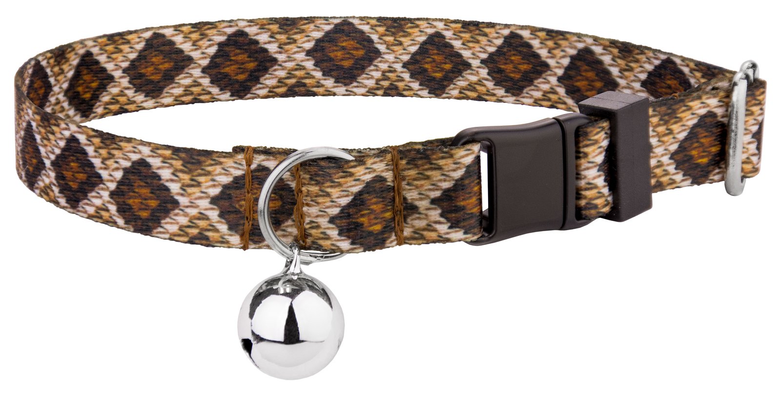 Country Brook Design rattlesnake cat collar closeup showing durable polyester webbing