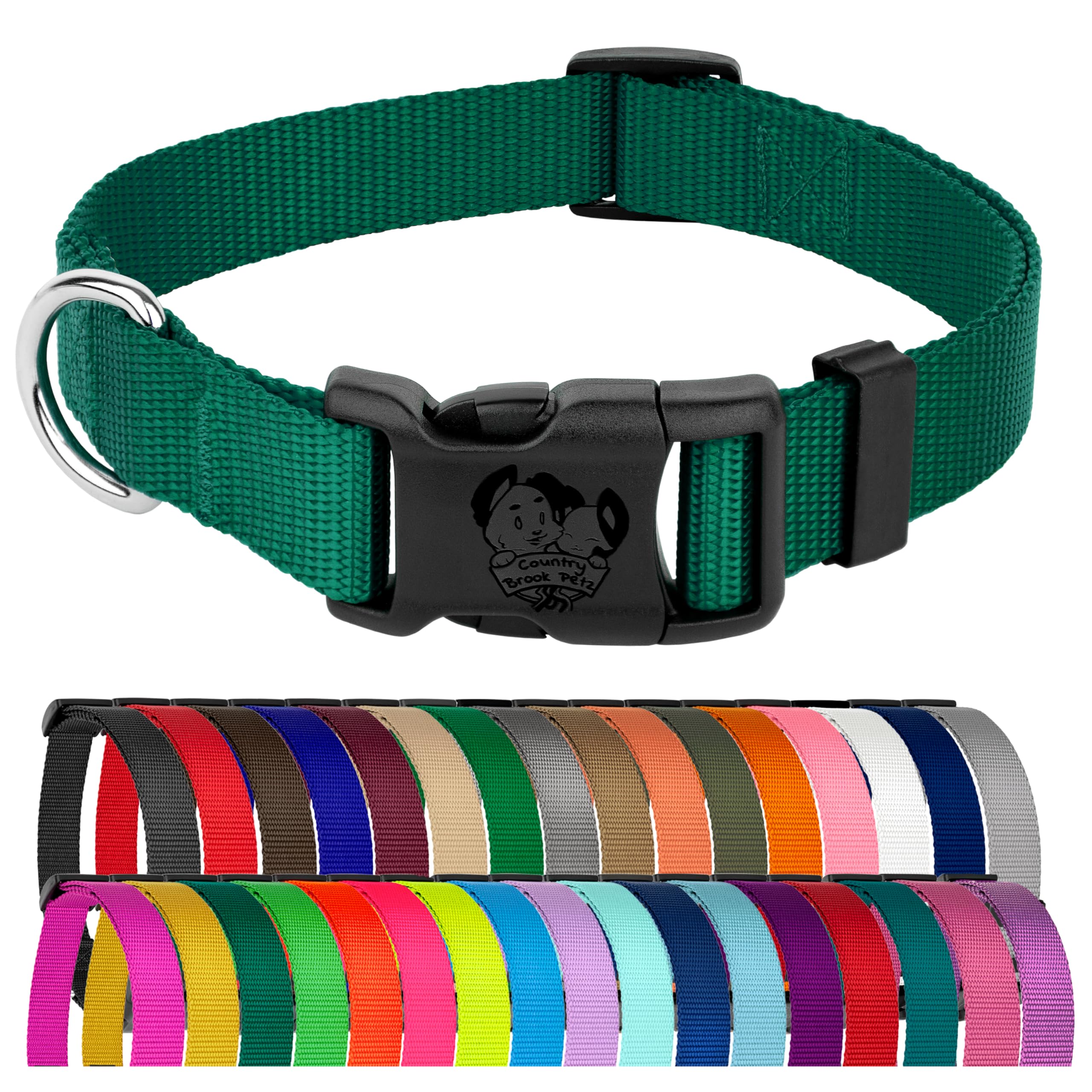 Country Brook Petz collar green close-up buckle for secure daily wear