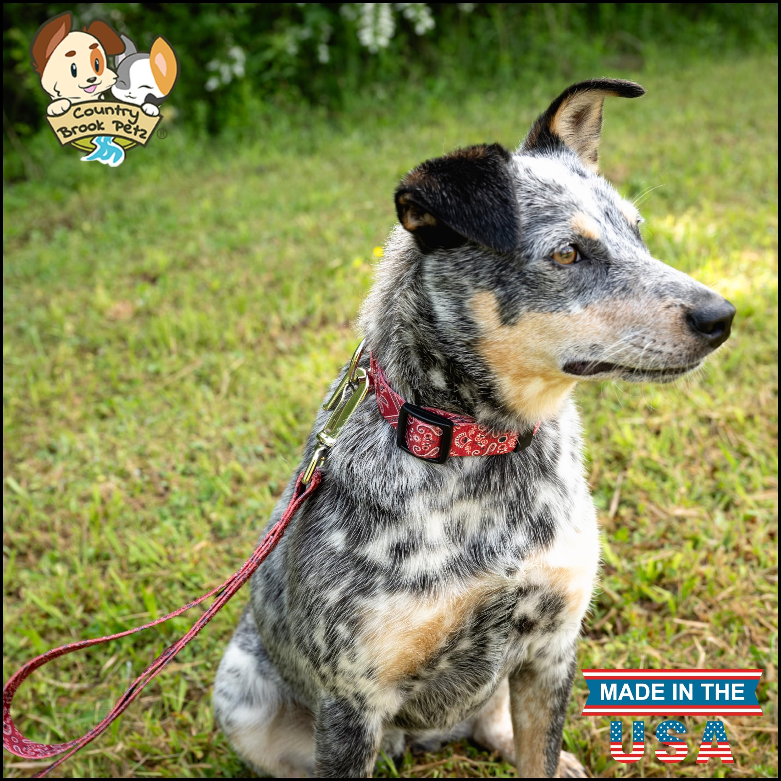 Country Brook Petz Deluxe Red Bandana Collar red bandana texture shows durable colorfast material
